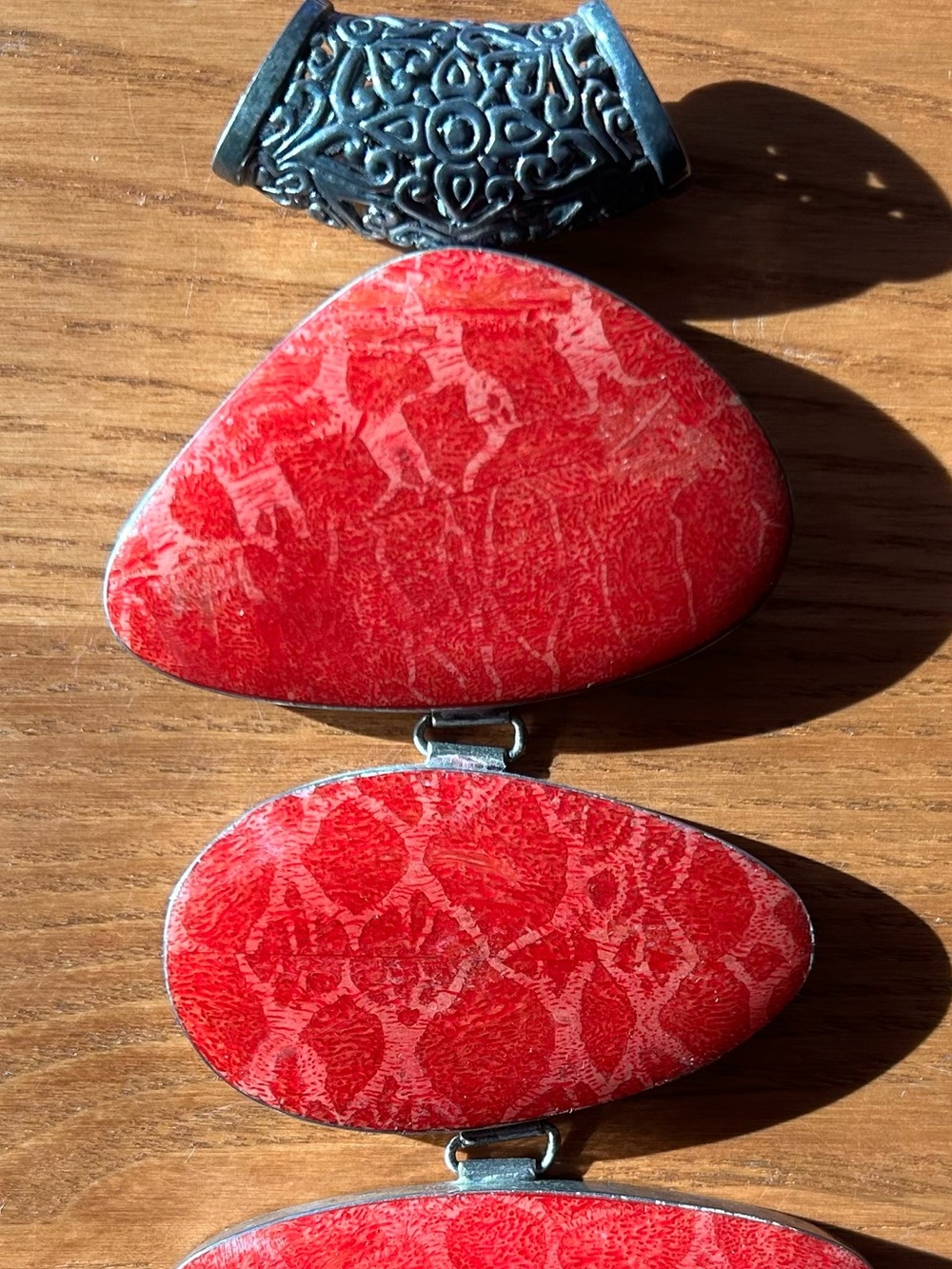 Sterling Silver Fossilized Red Coral Pendant